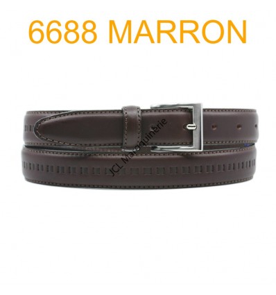 Ceinture en cuir de vachette fabrication francaise 6688 Marron