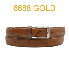 Ceinture en cuir de vachette fabrication francaise 6688 Camel