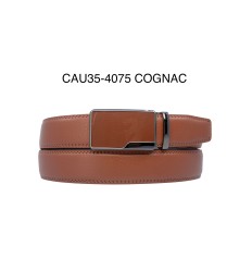 Ceinture automatique boucle crémaillère sans trous en croute de cuir de vachette 3.5 cm - 5