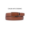 Ceinture automatique boucle crémaillère sans trous en croute de cuir de vachette 3.5 cm