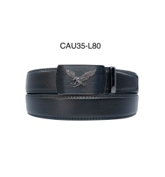 Ceinture automatique boucle crémaillère sans trous en croute de cuir de vachette 3.5 cm - 4