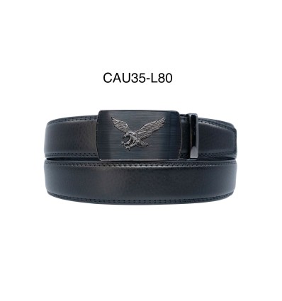 Ceinture automatique boucle crémaillère sans trous en croute de cuir de vachette 3.5 cm - 4