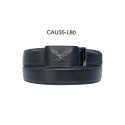 Ceinture automatique boucle crémaillère sans trous en croute de cuir de vachette 3.5 cm