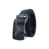 Ceinture automatique boucle crémaillère sans trous en croute de cuir de vachette 3.5 cm - 5
