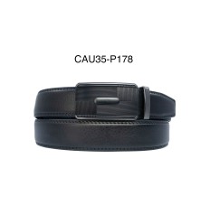 Ceinture automatique boucle crémaillère sans trous en croute de cuir de vachette 3.5 cm - 4