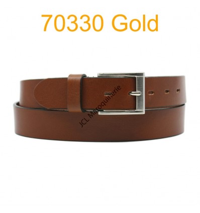 Ceinture en cuir de vachette fabrication francaise 70330 Camel