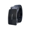 Ceinture automatique boucle crémaillère sans trous en croute de cuir de vachette 3.5 cm - 5