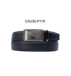 Ceinture automatique boucle crémaillère sans trous en croute de cuir de vachette 3.5 cm - 4