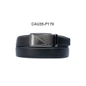 Ceinture automatique boucle crémaillère sans trous en croute de cuir de vachette 3.5 cm