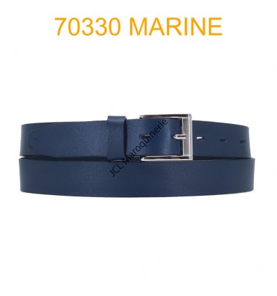 Ceinture en cuir de vachette fabrication francaise 70330 Marine