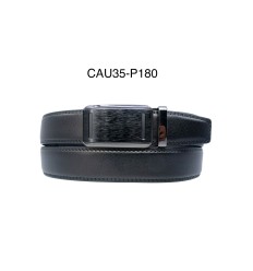 Ceinture automatique boucle crémaillère sans trous en croute de cuir de vachette 3.5 cm - 4
