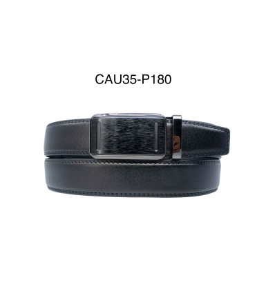 Ceinture automatique boucle crémaillère sans trous en croute de cuir de vachette 3.5 cm - 4
