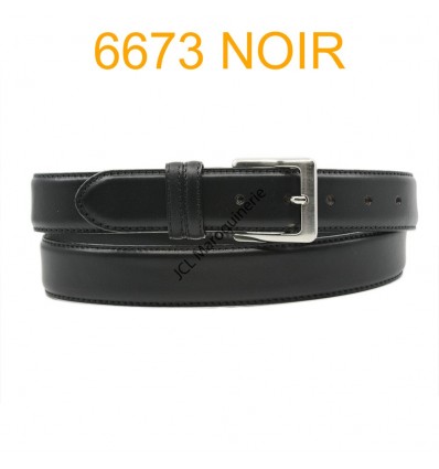 Ceinture en cuir de vachette fabrication francaise 6673 noir