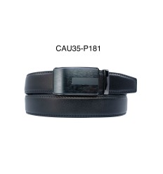 Ceinture automatique boucle crémaillère sans trous en croute de cuir de vachette 3.5 cm - 4