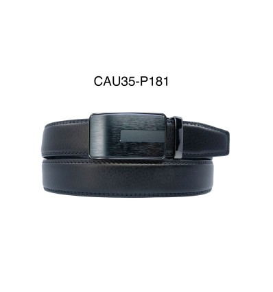 Ceinture automatique boucle crémaillère sans trous en croute de cuir de vachette 3.5 cm - 4