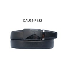 Ceinture automatique boucle crémaillère sans trous en croute de cuir de vachette 3.5 cm - 4