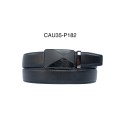 Ceinture automatique boucle crémaillère sans trous en croute de cuir de vachette 3.5 cm