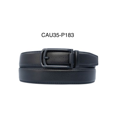 Ceinture automatique boucle crémaillère sans trous en croute de cuir de vachette 3.5 cm - 4