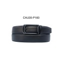 Ceinture automatique boucle crémaillère sans trous en croute de cuir de vachette 3.5 cm