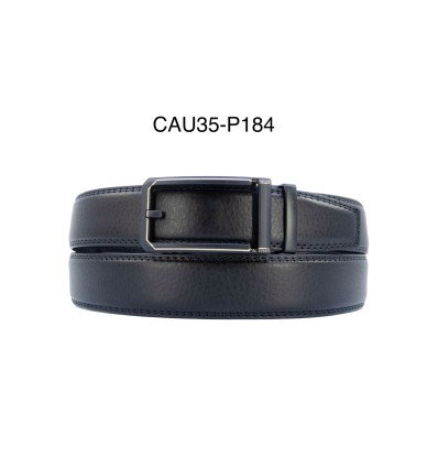 Ceinture automatique boucle crémaillère sans trous en croute de cuir de vachette 3.5 cm - 4