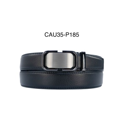 Ceinture automatique boucle crémaillère sans trous en croute de cuir de vachette 3.5 cm - 4