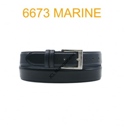 Ceinture en cuir de vachette fabrication francaise 6673 Marine