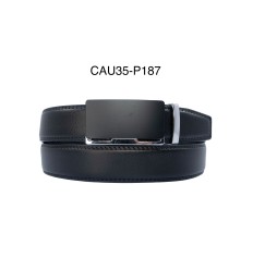 Ceinture automatique boucle crémaillère sans trous en croute de cuir de vachette 3.5 cm - 4
