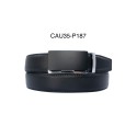 Ceinture automatique boucle crémaillère sans trous en croute de cuir de vachette 3.5 cm