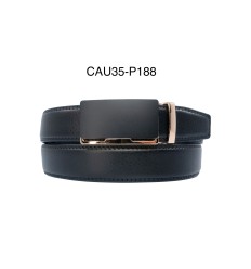 Ceinture automatique boucle crémaillère sans trous en croute de cuir de vachette 3.5 cm - 4