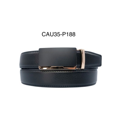 Ceinture automatique boucle crémaillère sans trous en croute de cuir de vachette 3.5 cm - 4
