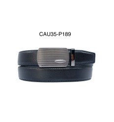 Ceinture automatique boucle crémaillère sans trous en croute de cuir de vachette 3.5 cm - 4