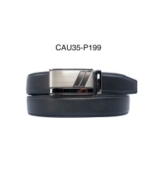 Ceinture automatique boucle crémaillère sans trous en croute de cuir de vachette 3.5 cm - 4