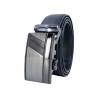 Ceinture automatique boucle crémaillère sans trous en croute de cuir de vachette 3.5 cm - 5