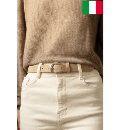 Ceinture femme en cuir de daim 2,5 cm de large Fabriqué en Italie - 1