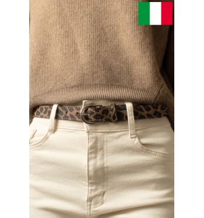 Ceinture femme en cuir de daim 2,5 cm de large Fabriqué en Italie - 1