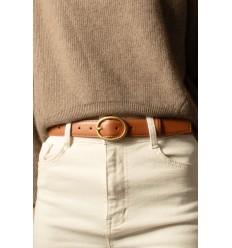 Ceinture femme en croûte de cuir de vachette avec boucle ovale - 7