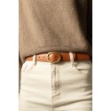 Ceinture femme en croûte de cuir de vachette avec boucle ovale
