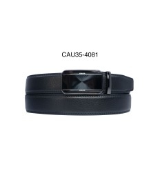 Ceinture automatique boucle crémaillère sans trous en croute de cuir de vachette 3.5 cm - 4