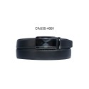 Ceinture automatique boucle crémaillère sans trous en croute de cuir de vachette 3.5 cm