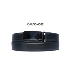 Ceinture automatique boucle crémaillère sans trous en croute de cuir de vachette 3.5 cm - 4