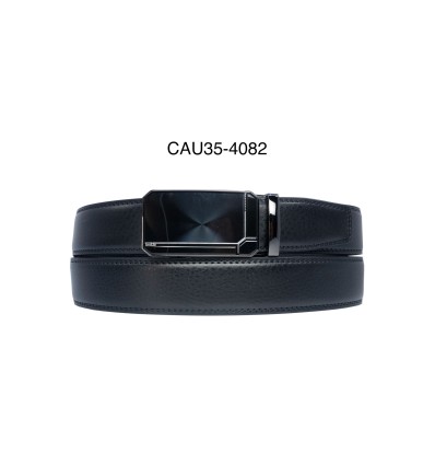 Ceinture automatique boucle crémaillère sans trous en croute de cuir de vachette 3.5 cm - 4