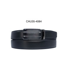 Ceinture automatique boucle crémaillère sans trous en croute de cuir de vachette 3.5 cm - 4
