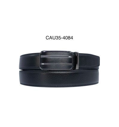 Ceinture automatique boucle crémaillère sans trous en croute de cuir de vachette 3.5 cm - 4