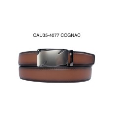 Ceinture automatique boucle crémaillère sans trous en croute de cuir de vachette 3.5 cm - 4