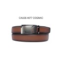 Ceinture automatique boucle crémaillère sans trous en croute de cuir de vachette 3.5 cm