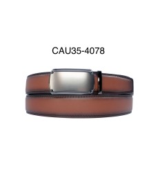 Ceinture automatique boucle crémaillère sans trous en croute de cuir de vachette 3.5 cm - 4