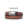 Ceinture automatique boucle crémaillère sans trous en croute de cuir de vachette 3.5 cm - 4