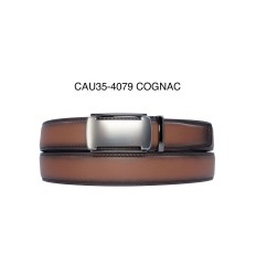 Ceinture automatique boucle crémaillère sans trous en croute de cuir de vachette 3.5 cm - 4