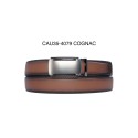 Ceinture automatique boucle crémaillère sans trous en croute de cuir de vachette 3.5 cm