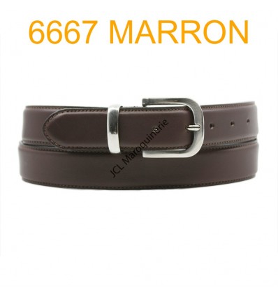 Ceinture en cuir de vachette fabrication francaise 6667 Marron